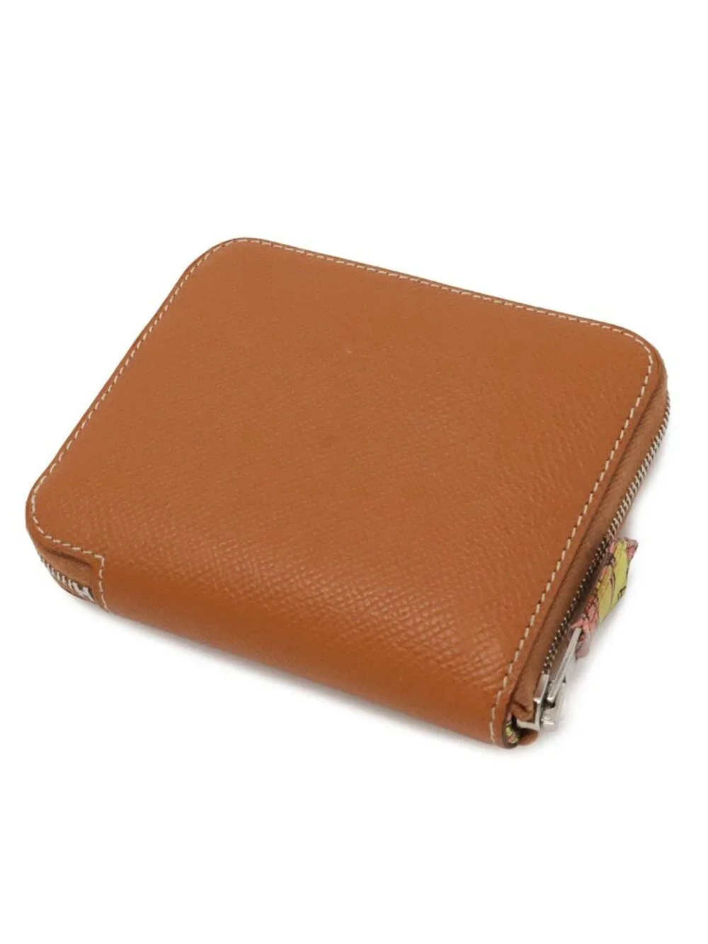 Hermes Azap Silk'in Compact Coin Purse Zip Around Veau Epsom Cognac